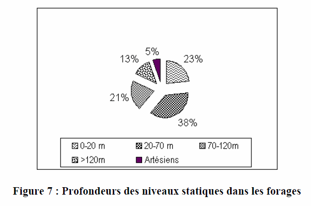 Figure 7: Profondeurs des niveaux statiques dans les forages