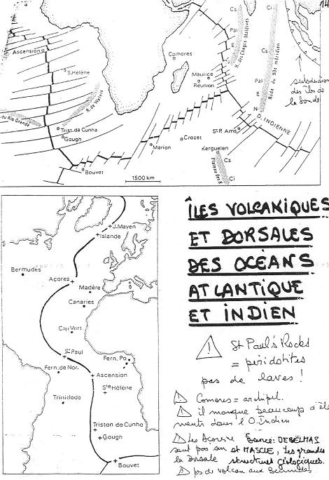 îles volcaniques et dorsales des océans Atlantique et Indien