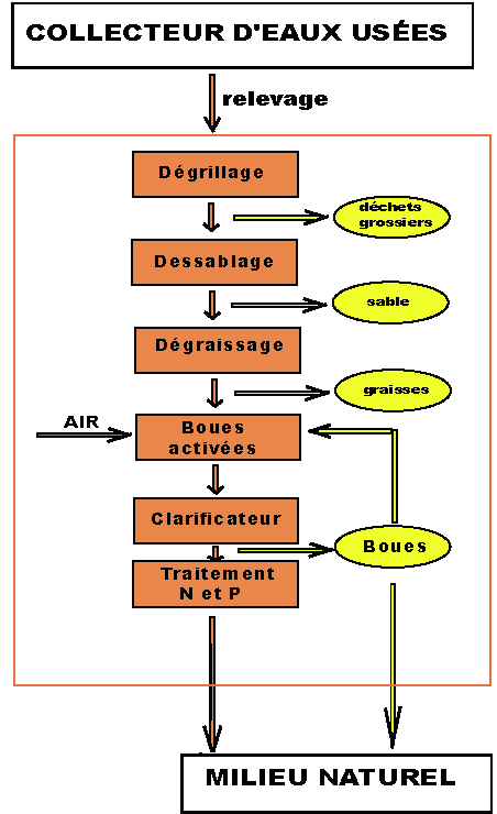 Figure 3: Principe fonctionnement d'une station d'épuration à boues activées