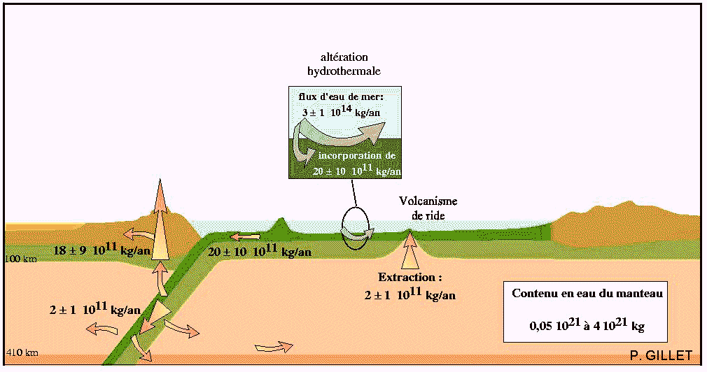 Figure 4: extraction de l'eau du manteau d'après P. GILLET