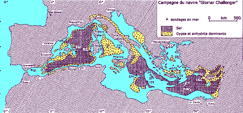 Figure 9: Répartition des évaporites du Messinien