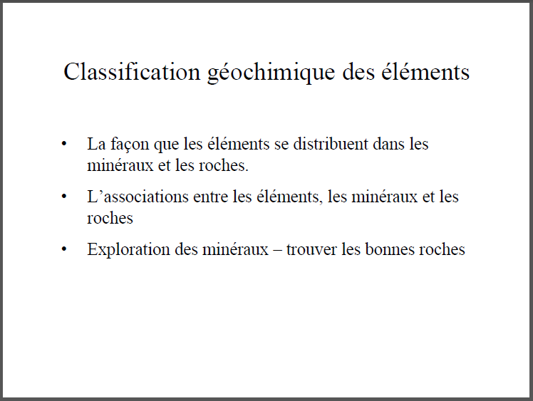 Classification géochimique des éléments