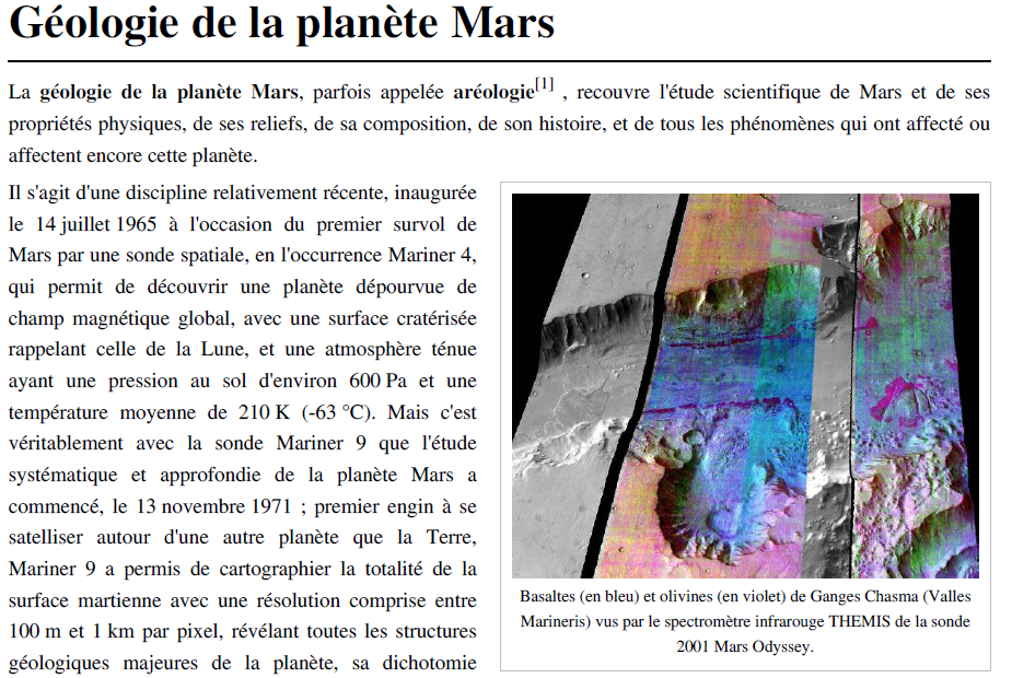Géologie de la planète Mars