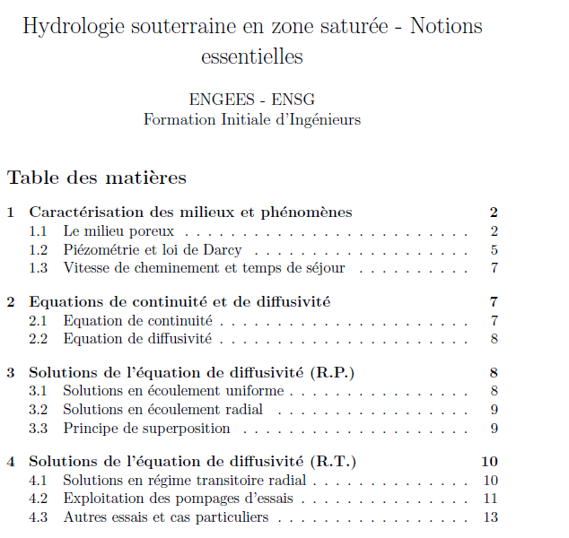 Hydrologie souterraine en zone saturée