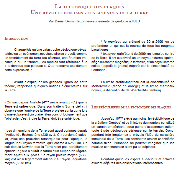 La tectonique des plaques
