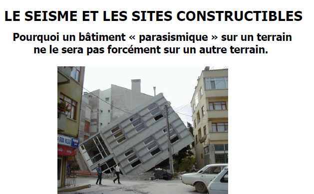 Couverture — Le seisme et les sites constructibles