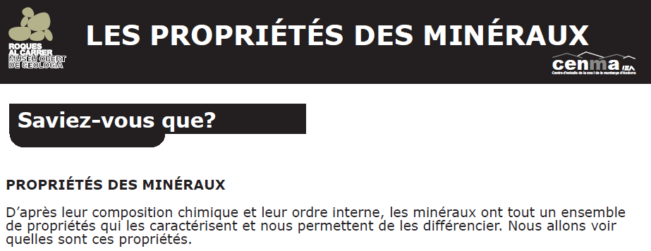 Les propriétés des minéraux