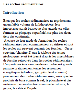 Les roches sédimentaires