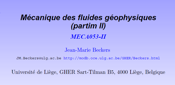 Mécanique des fluides géophysiques