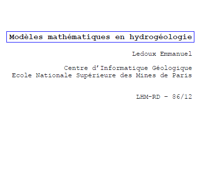 Modèles mathématiques en hydrogéologie
