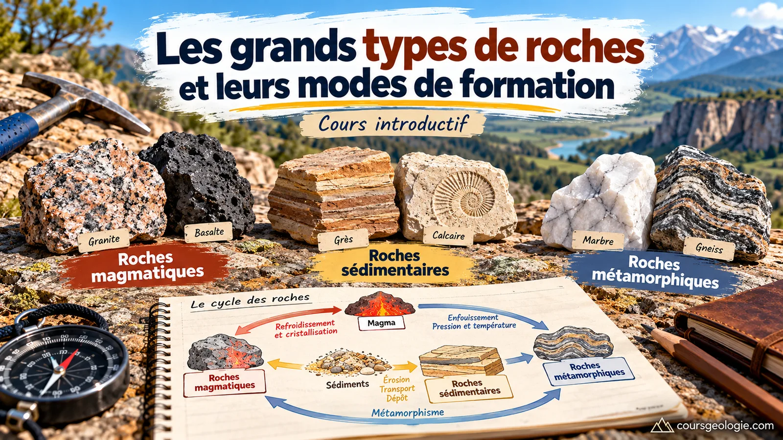 Les grands types de roches et leurs modes de formation